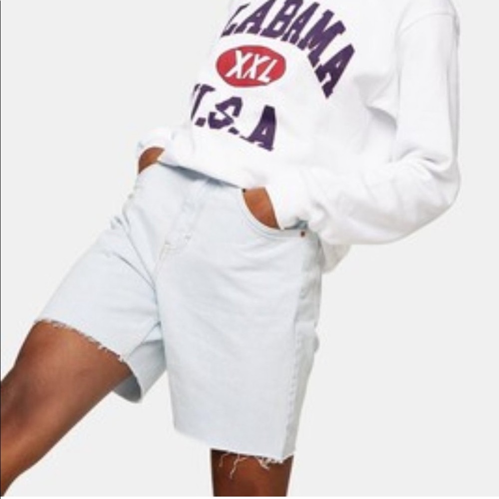 NWT Topshop Super Bleach Editor Raw Hem Denim Boy Shorts